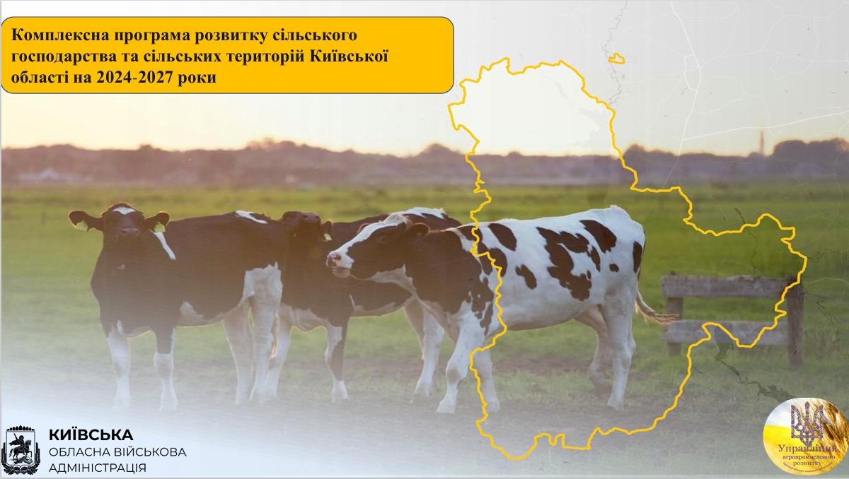 Інформаційна картка про Комплексну програму розвитку сільського господарства Київської області на 2024–2027 роки з логотипом КОВА.